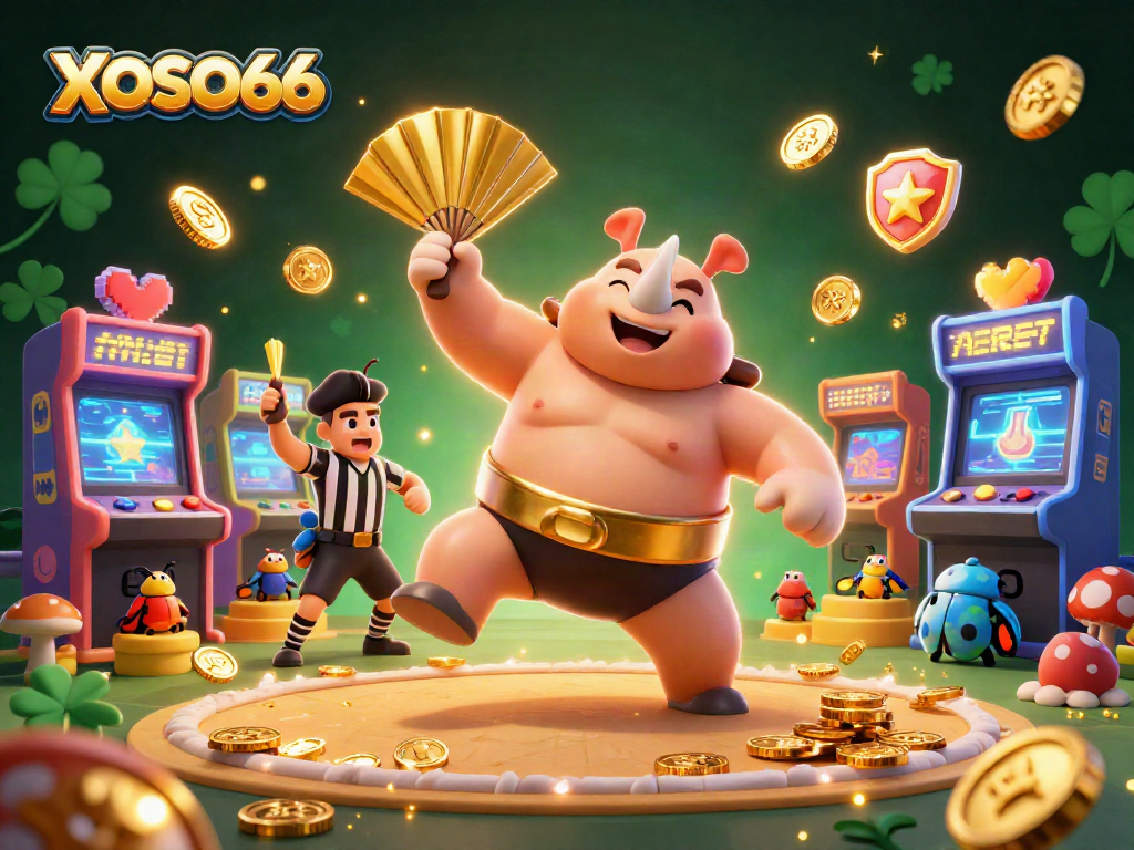 XOSO66 casino scene showing a beetle champion and engaging game atmosphere