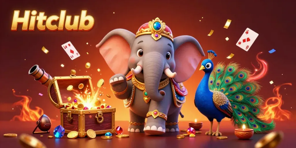Hitclub brings excitement with a 3D illustration featuring a vibrant elephant and treasures galore.